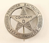 Texas Rangers Frontier Battalion Co. D Badge