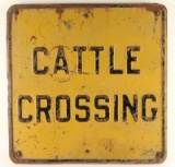 Vintage Metal Cattle Crossing Sign