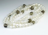 Stylish Freshwater Pearl & Smoky Topaz Necklace