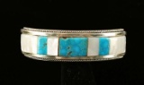 Old Pawn Native American Inlaid Cuff Bracelet