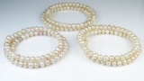 Lot of 3 Freshwater Pearl Bangle Wrap Bracelets