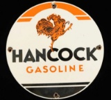 Vintage Porcelain Hancock Gasoline Pump Sign