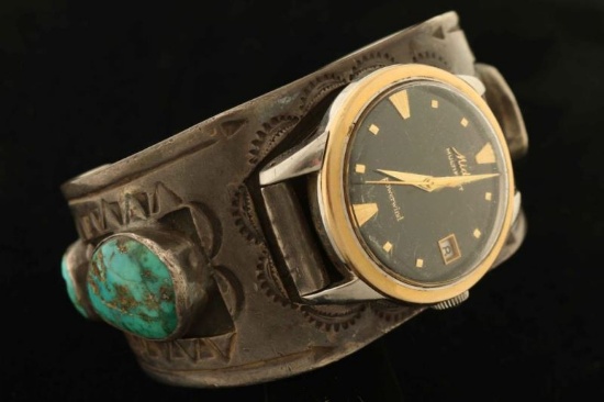Navajo Turquoise & Silver Cuff Watch