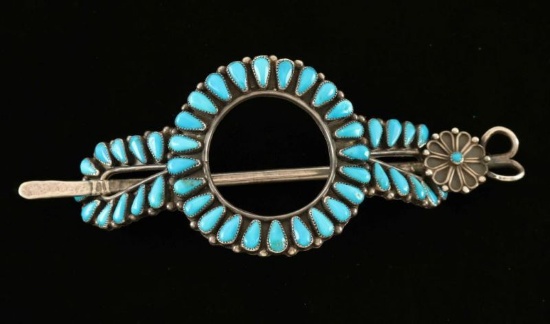 Zuni Turquoise and Sterling Stick Barrette