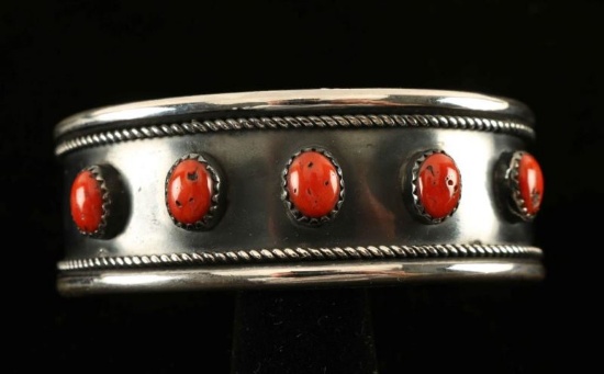 Vintage Navajo Sterling & Coral Cuff