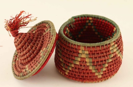 Small Colored Bowl Basket with Lid