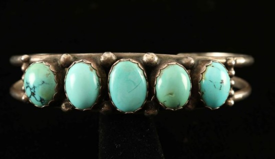 Antique Turquoise & Sterling Silver Bracelet