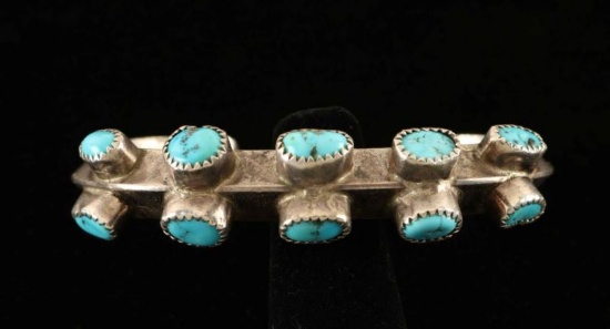 Antique Sterling Silver Navajo Turquoise Cuff