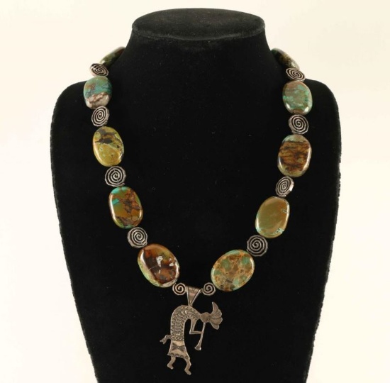 Sterling & Turquoise Kokopelli Necklace