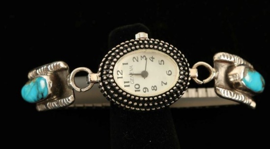 Sterling Silver & Turquoise Ladies Watch Tips