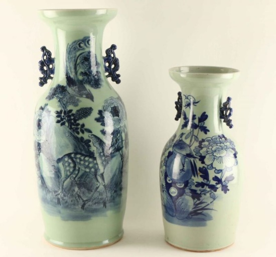 Lot of 2 Tall Chinese Vases
