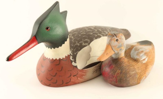 Lot of 2 Carved Duck Decoys