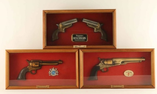 Lot of 3 Replica Revolvers in Shadowboxes