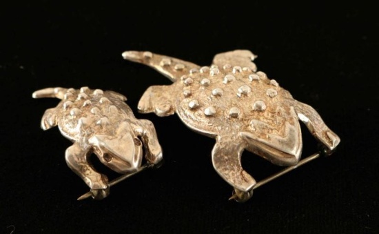(2) Sterling Frog Pins