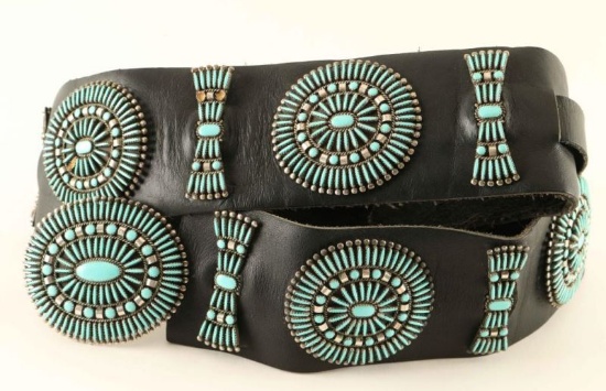 Gorgeous Zuni Turquoise Needlepoint Concho Belt