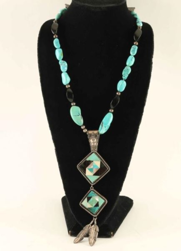 Beaded Necklace with Zuni Pendant