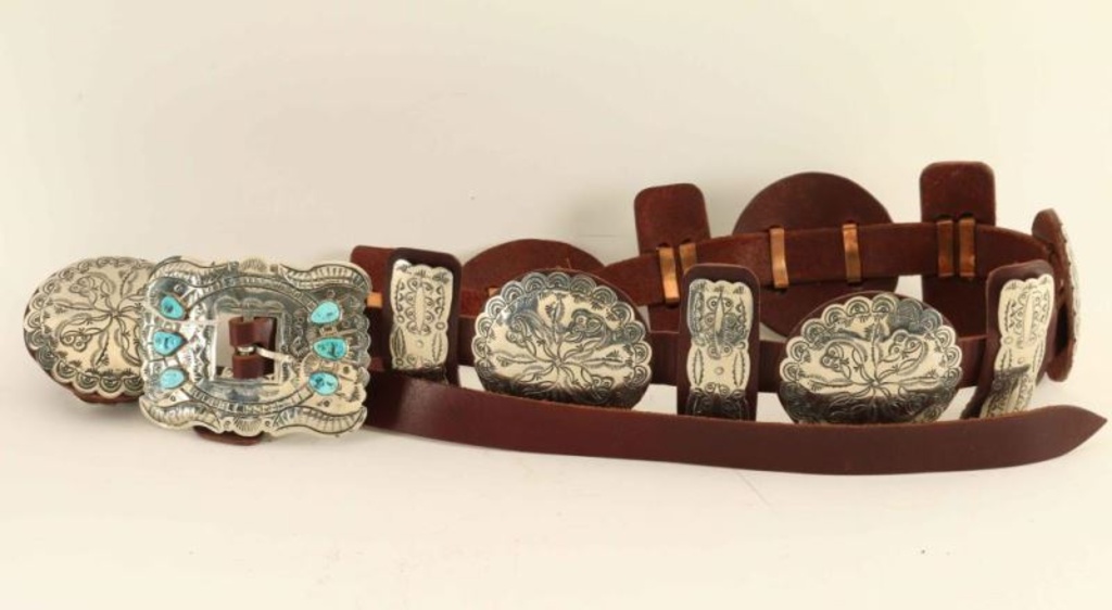 Navajo Turquoise & Silver Concho Belt