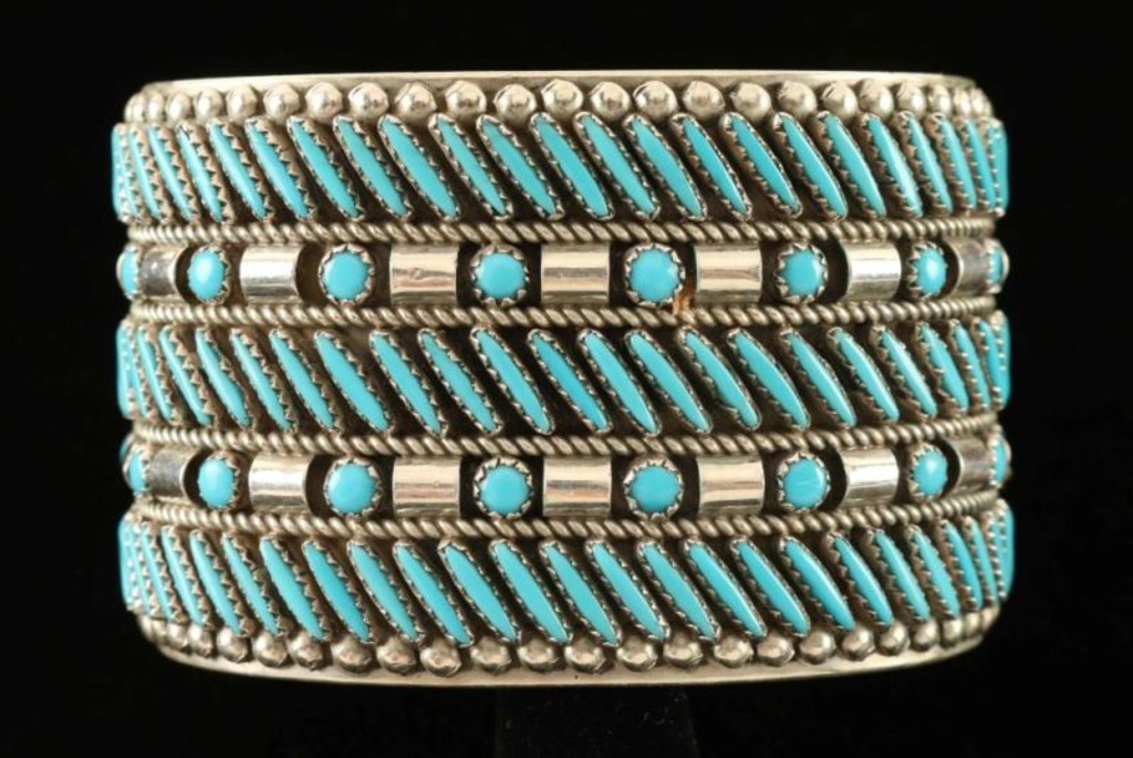 Zuni Needlepoint Turquoise Cuff