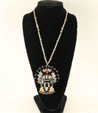 Silver Beaded Necklace with Inlaid Kachina