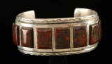 Bloodstone Jasper & Sterling Silver Cuff