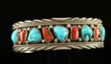 Old Pawn Turquoise & Coral Bracelet