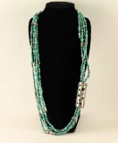 Vintage 4 Strand Turquoise & Silver Necklace