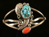 Turquoise & Coral Bracelet