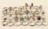 Large Lot of Sterling Rings