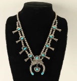 Small Sterling & Turquoise Squash Blossom