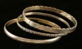 Set of 3 Old Pawn Silver Bangle Bracelets