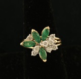 Ladies Vintage Diamond & Emerald Ring