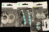 Four Pairs Navajo Turquoise & Sterling Earrings