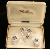 Vintage Sterling Silver Rose Jewelry Set
