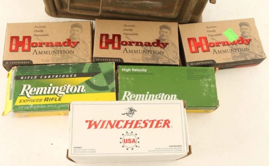 Lot of 22-50 Rem Ammo& Brass