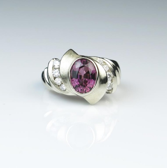 Striking Purple Garnet & Diamond Ring