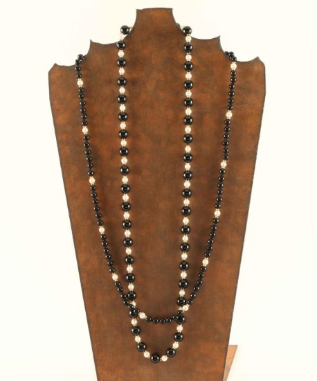 2 Tiffany Ziegfield Pearl & Onyx Necklaces