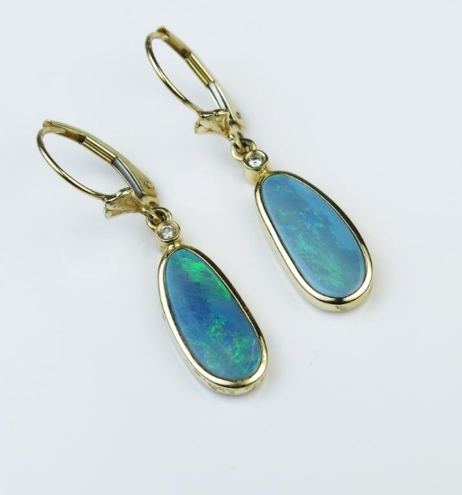 Wonderful Australian Black Opal Dangle Earrings