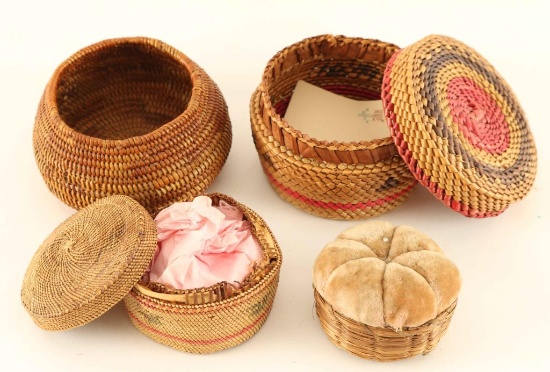 Lot of 4 Native American Baskets
