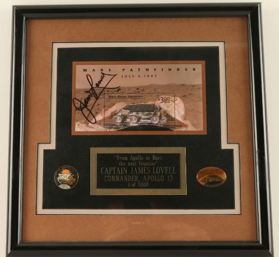 James Lovell Signed Mars Pathfinder Souvenir Stamp