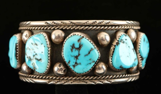 5 Stone Turquoise Nugget Cuff