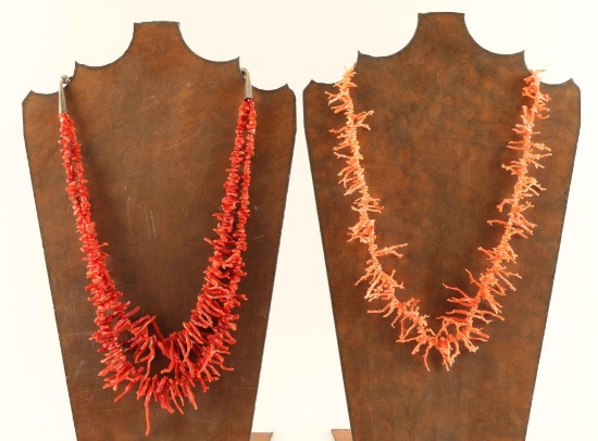 Lot of 2 Branch Coral Necklaces