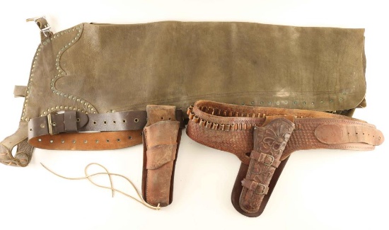 Lot of 2 Gun Rigs & Leather Chaps
