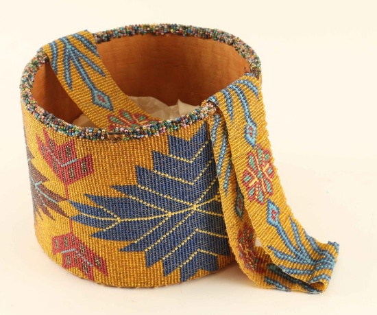 Vintage Arapaho Indian Beaded Basket