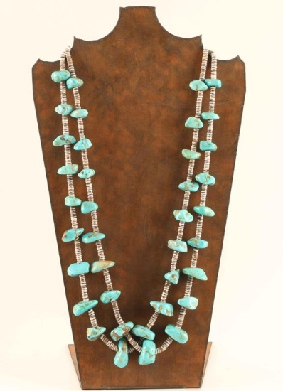 Sleeping Beauty Turquoise & Heishi Necklace