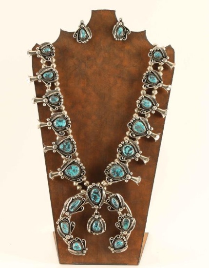 Large Nevada Turquoise Squash & Earrings