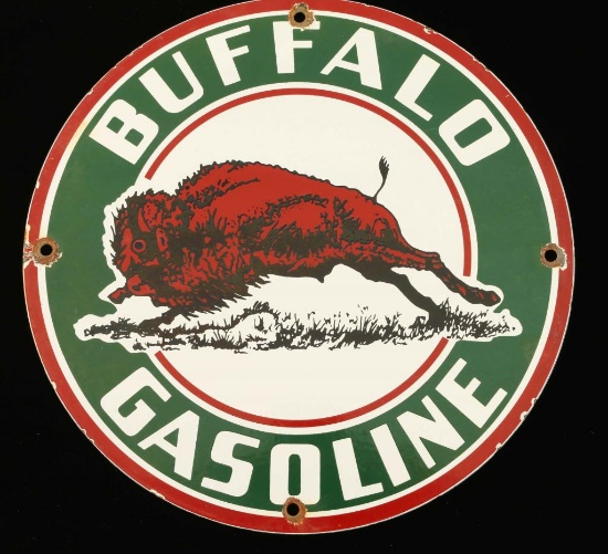 Vintage Buffalo Gasoline Porcelain Advertising