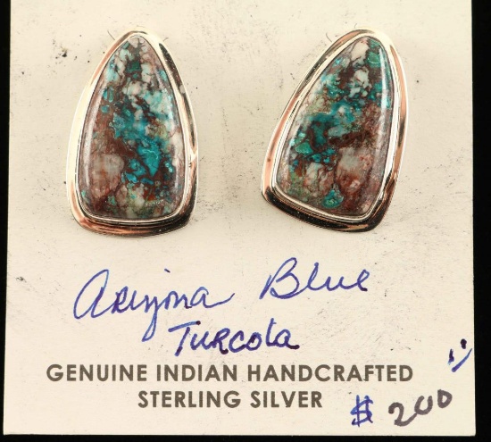 Arizona Blue Turcola Navajo Silver Earrings