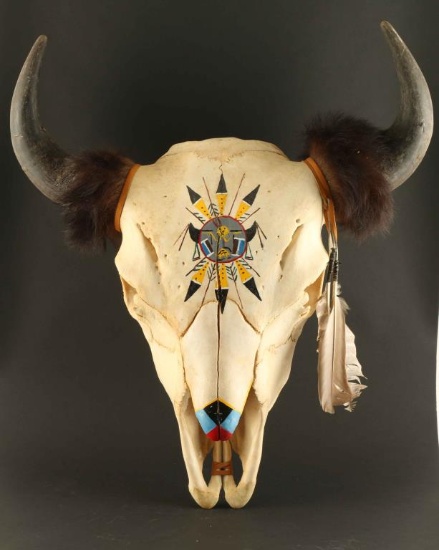 Painted Buffalo Skull