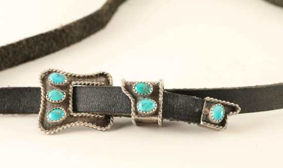 Hatband with Navajo Silver & Turquoise Buckle