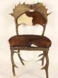 Authentic Antique Horn & Hide Covered Chair